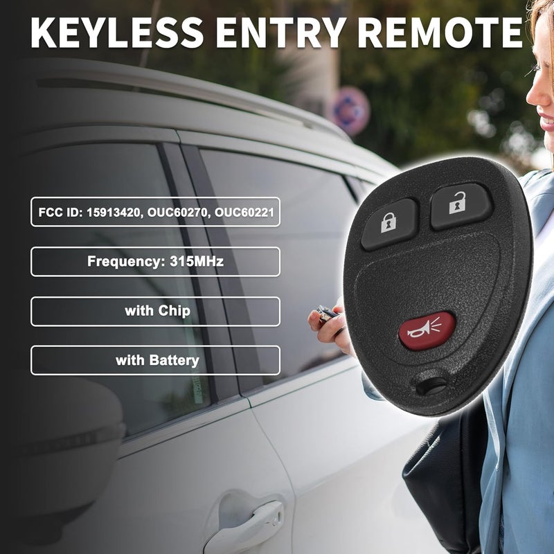 TUCKBOLD Keyless Entry Remote for Chevy Silverado 1500 2500 3500 315Mhz OUC60270 3 Button Reusable | Control Replacement Car Key Fob 1 Pcs for GMC Sierra 1500HD 2500HD 3500HD 2007-2014 - Image 2